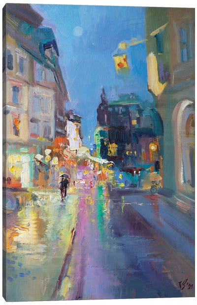 Rainy Evening Canvas Art Print - Strolls in the City