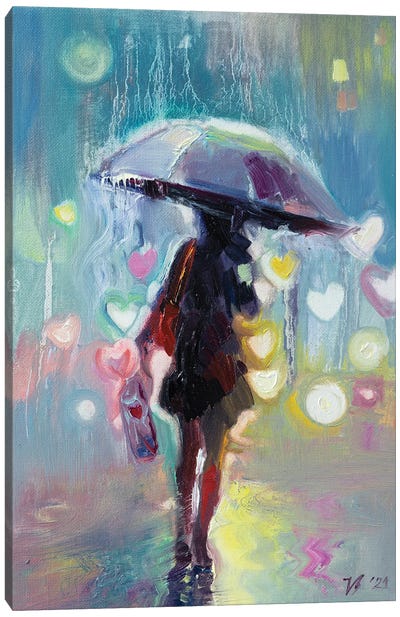 Rainy Lights Canvas Art Print - Katharina Valeeva