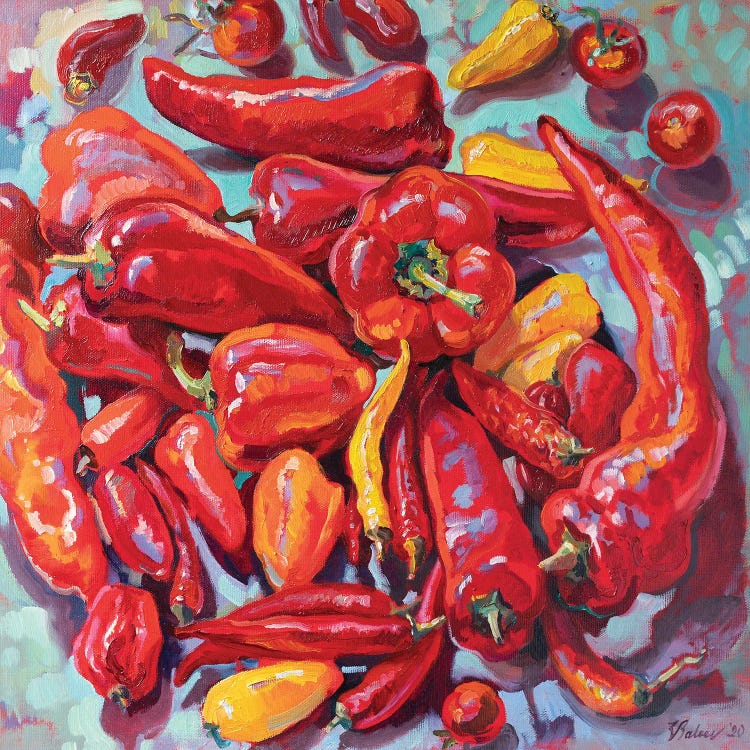 Red Still Life With Chilis