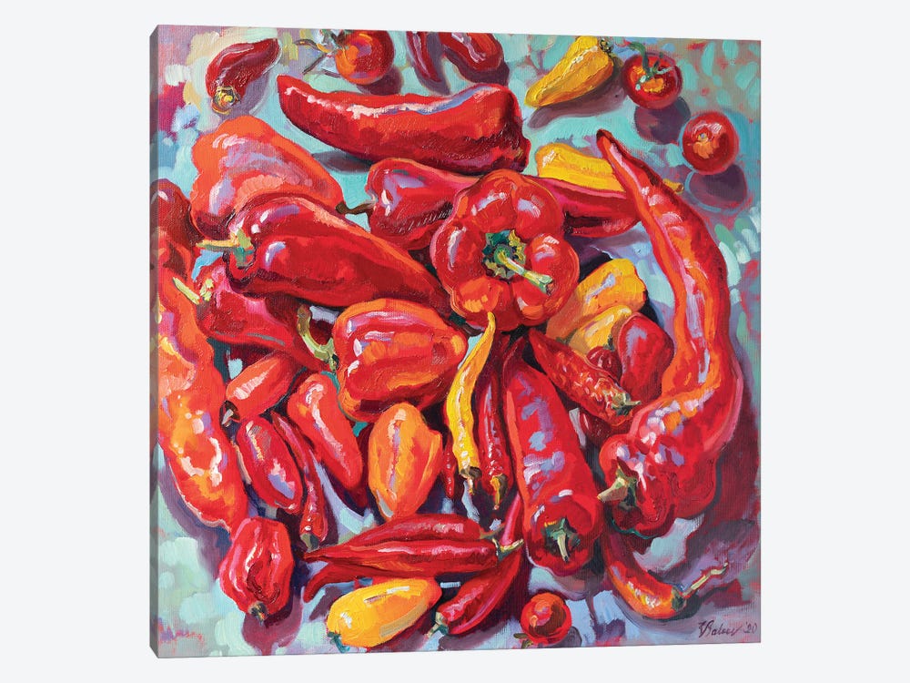 Red Still Life With Chilis by Katharina Valeeva 1-piece Canvas Art