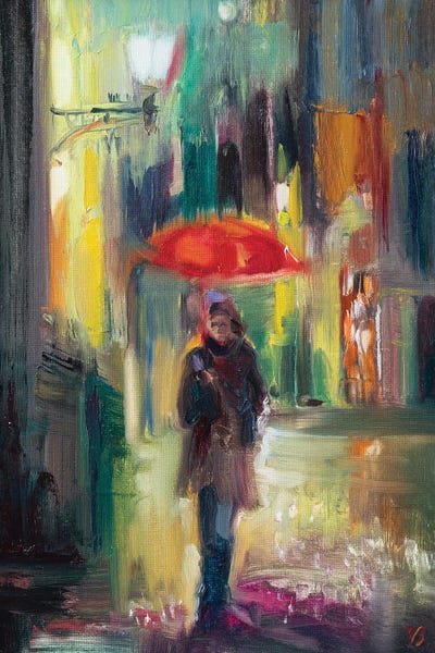 Rain: Red Umbrella by Katharina Valeeva