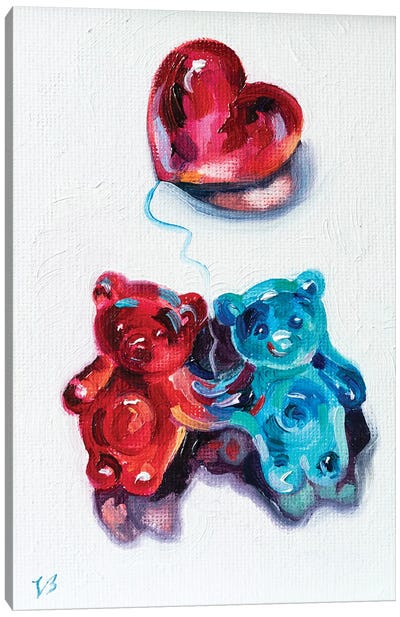 Rubber Bear Couple Canvas Art Print - Katharina Valeeva