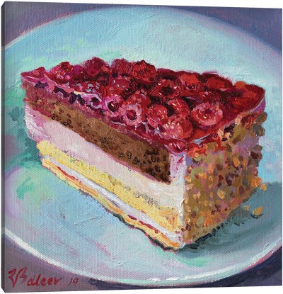 Slice Of Raspberry Pie Canvas Art Print - Katharina Valeeva