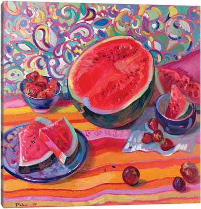 Still Life With Watermelon Canvas Art Print - Katharina Valeeva