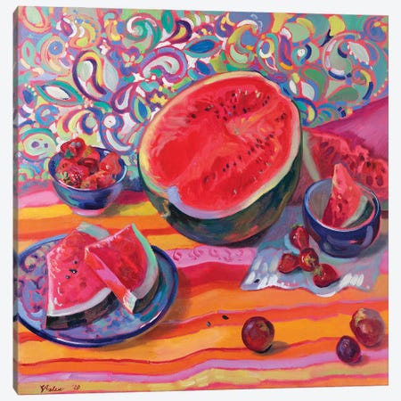 Still Life With Watermelon Canvas Print #KTV96} by Katharina Valeeva Canvas Artwork