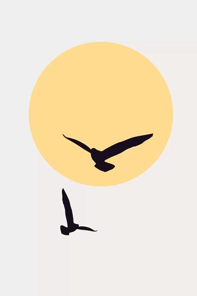 Birds In The Sky - Yellow by Kubistika metal wall art