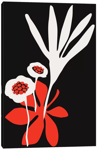 Blossom Beauty - Dark Red Canvas Art Print - Kubistika