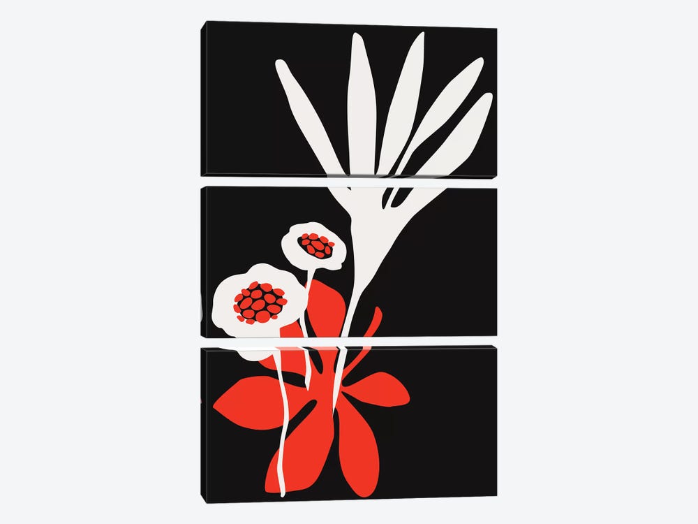 Blossom Beauty - Dark Red by Kubistika 3-piece Canvas Print