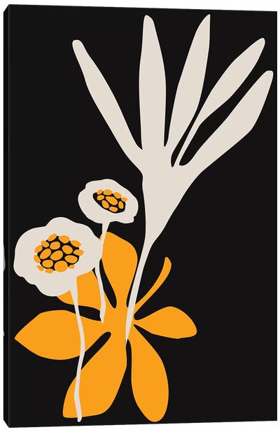 Blossom Beauty - Dark Yellow Canvas Art Print - Kubistika