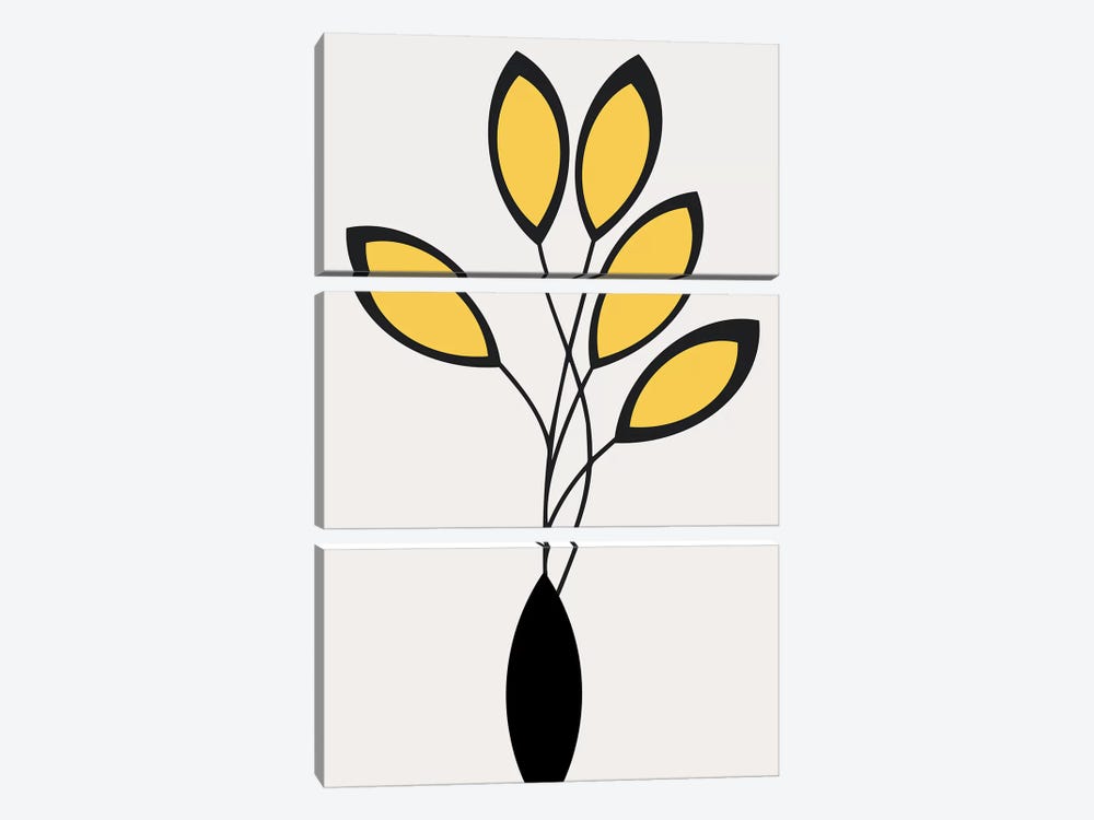 Cinco - Yellow by Kubistika 3-piece Canvas Wall Art