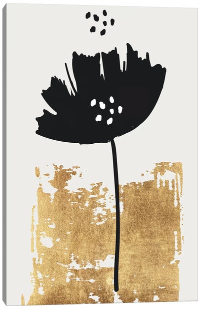 Black Poppy Canvas Art Print - Minimalist Flowers