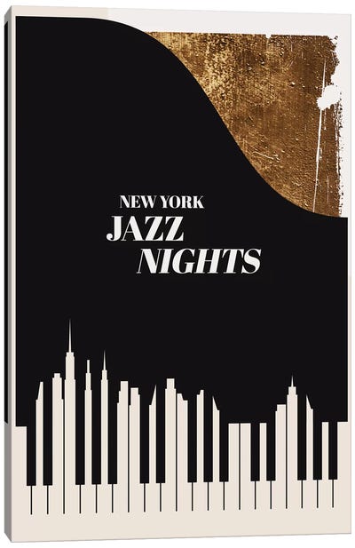 Jazz Nights Canvas Art Print - Piano Art