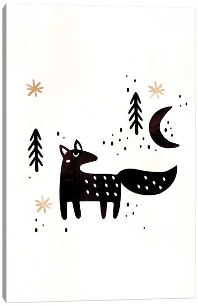 Little Winter Fox Canvas Art Print - Minimalist Nursery