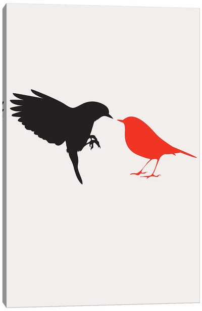 Lovebirds - Red Canvas Art Print - Kubistika