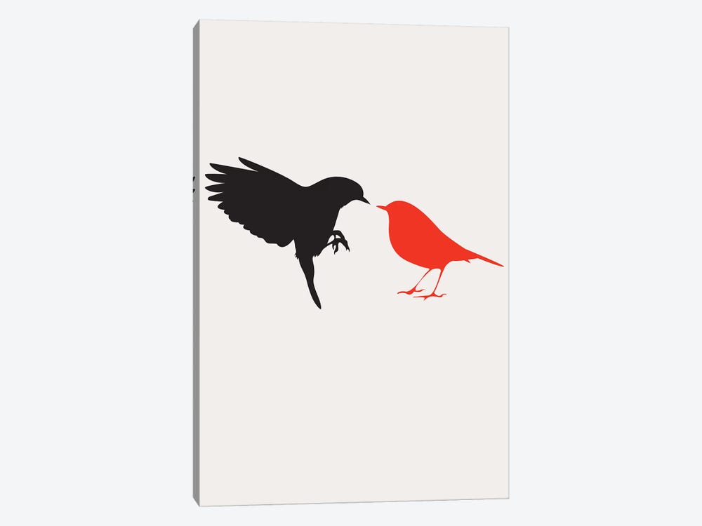 Lovebirds - Red by Kubistika 1-piece Canvas Wall Art