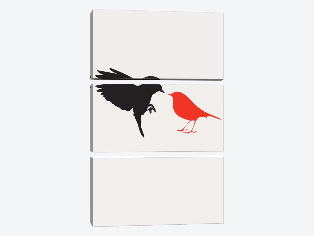 Lovebirds - Red by Kubistika 3-piece Canvas Artwork
