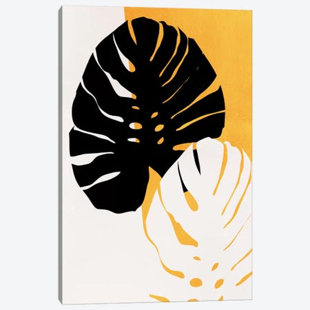 Monstera Leafs - Yellow Canvas Print #KUB193} by Kubistika Canvas Art Print