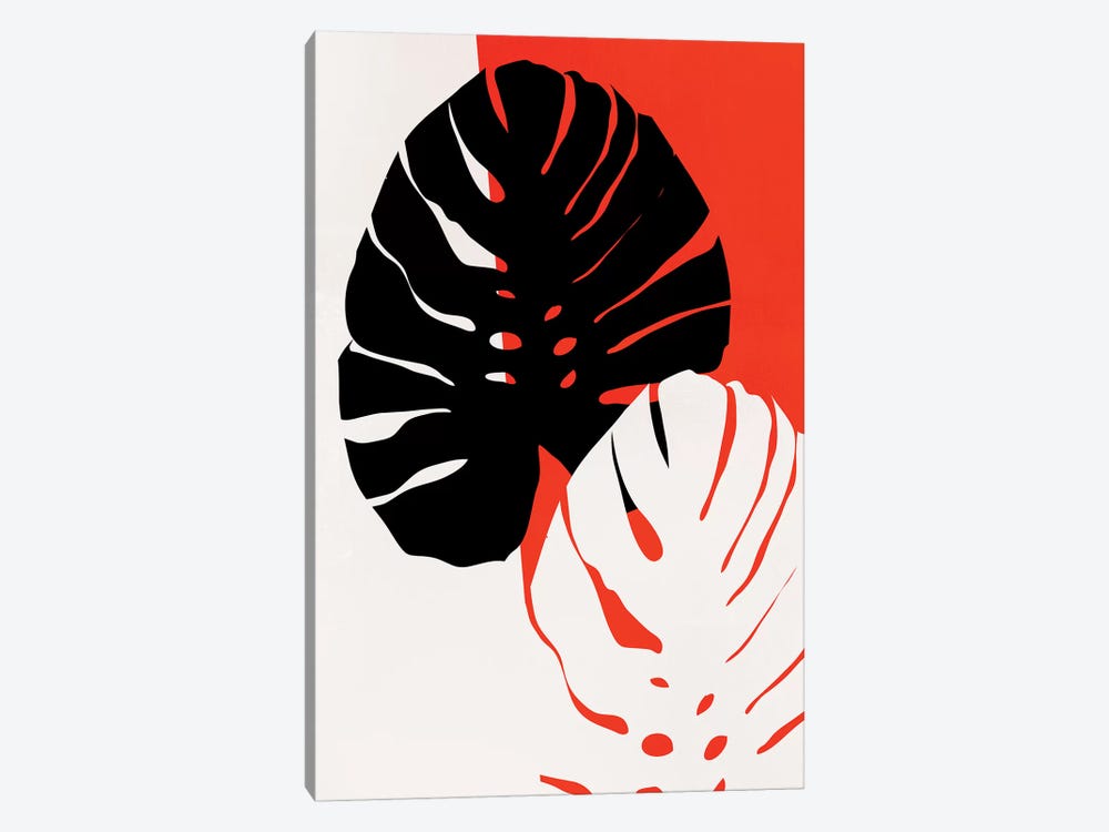 Monstera Leafs - Red by Kubistika 1-piece Art Print