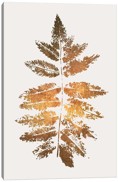 Oak Leaf Print - Gold Canvas Art Print - Kubistika