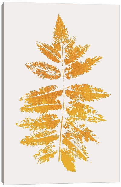 Oak Leaf Print - Yellow Canvas Art Print - Kubistika