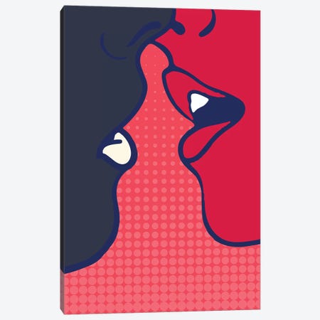 The Kiss - Pink Canvas Print #KUB235} by Kubistika Canvas Art Print