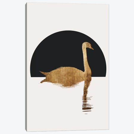 The Swan - Black Canvas Print #KUB236} by Kubistika Art Print