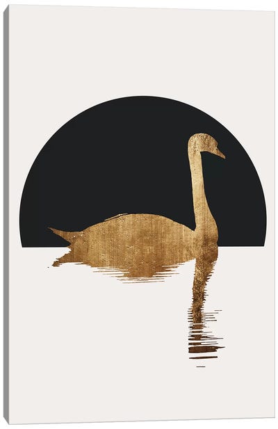 The Swan - Black Canvas Art Print - Kubistika
