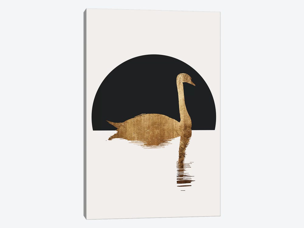 The Swan - Black by Kubistika 1-piece Canvas Print