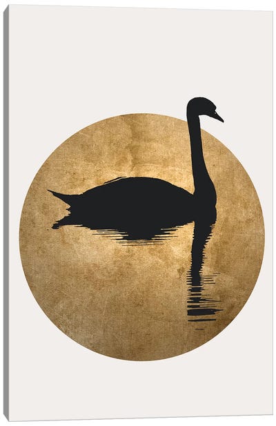 The Swan - Gold Canvas Art Print - Minimalist Nursery
