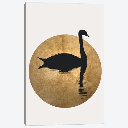The Swan - Gold Canvas Print #KUB237} by Kubistika Canvas Art Print