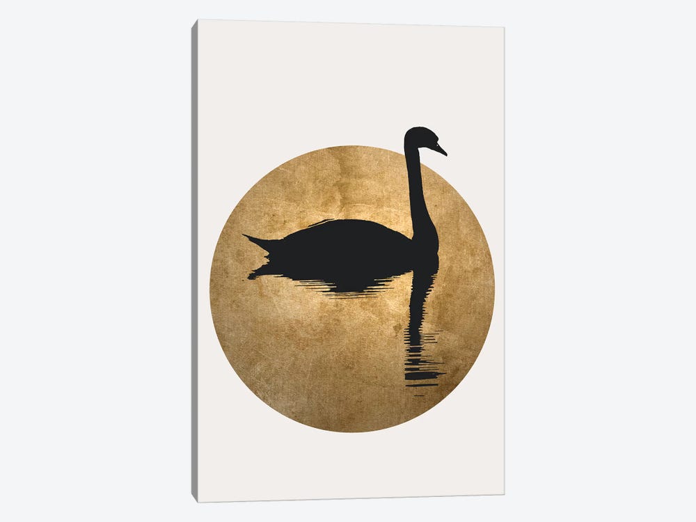 The Swan - Gold by Kubistika 1-piece Canvas Artwork