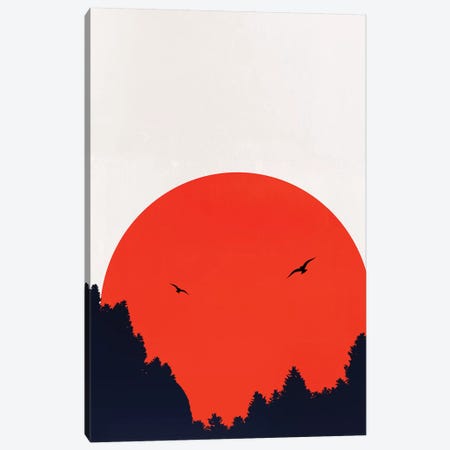 Two Birds - Red Canvas Print #KUB244} by Kubistika Canvas Art