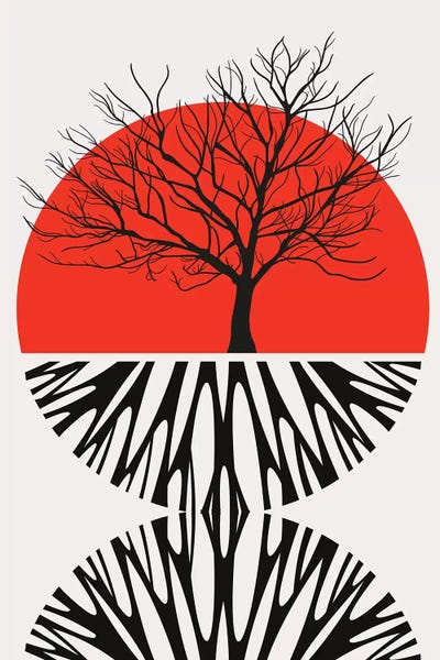 Warming Roots - Red by Kubistika framed canvas print