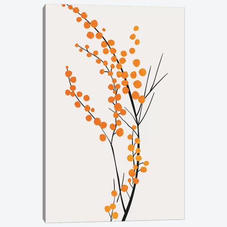 Wild Berries - Orange Canvas Print #KUB250} by Kubistika Canvas Wall Art