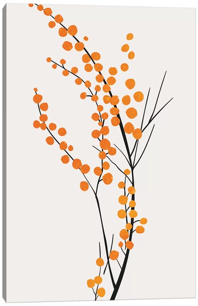 Wild Berries - Orange Canvas Art Print - Minimalist Living Room