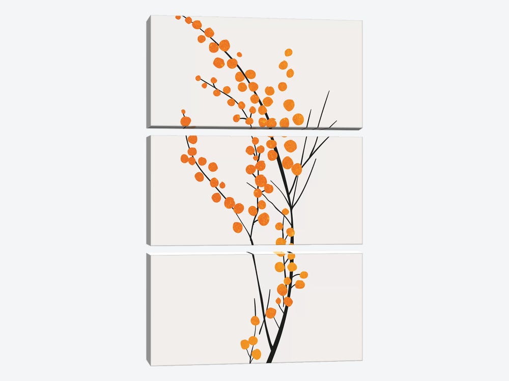 Wild Berries - Orange by Kubistika 3-piece Canvas Print