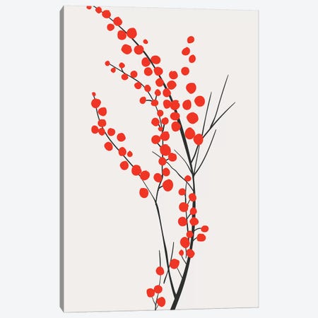 Wild Berries - Red Canvas Print #KUB251} by Kubistika Canvas Artwork