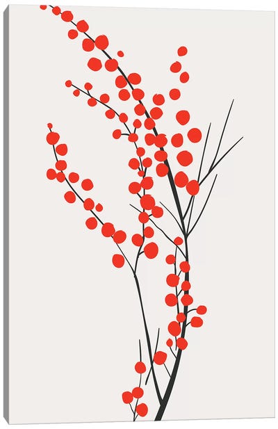 Wild Berries - Red Canvas Art Print - Kubistika