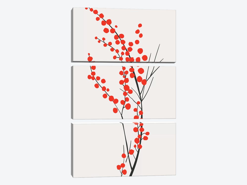 Wild Berries - Red by Kubistika 3-piece Canvas Artwork