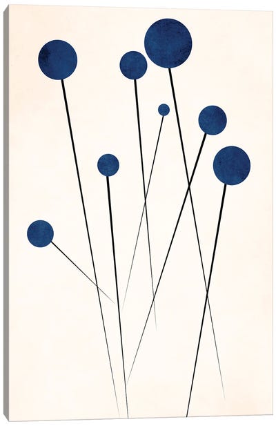 Blue Flowers In The Wilderness II Canvas Art Print - Japandi