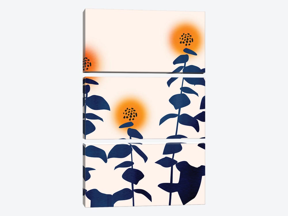 Sunflowers by Kubistika 3-piece Canvas Print