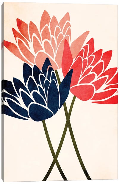 Three Blossoms Canvas Art Print - Kubistika