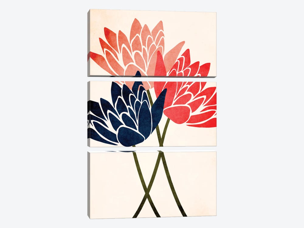 Three Blossoms by Kubistika 3-piece Art Print