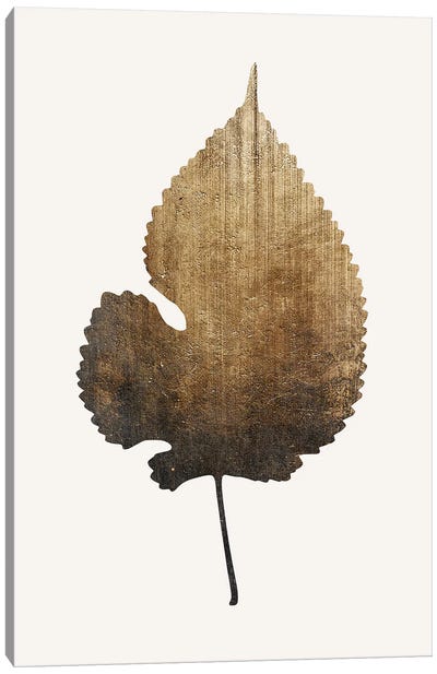 Golden Leaf Canvas Art Print - Kubistika