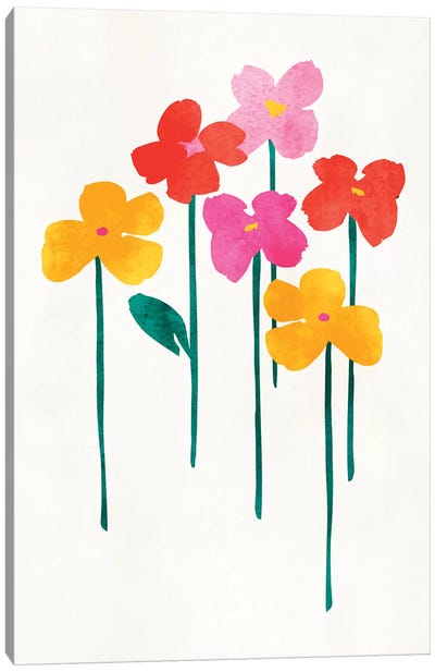 Little Happy Flowers Canvas Art Print - Minimalist Flowers