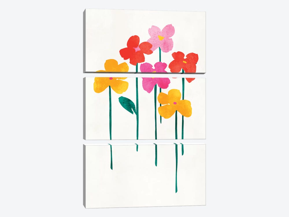 Little Happy Flowers by Kubistika 3-piece Canvas Artwork