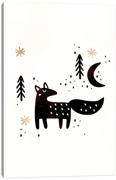 Little Winter Fox Canvas Art Print - Kubistika