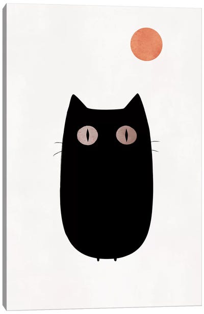 The Cat Canvas Art Print - Black Cat Art