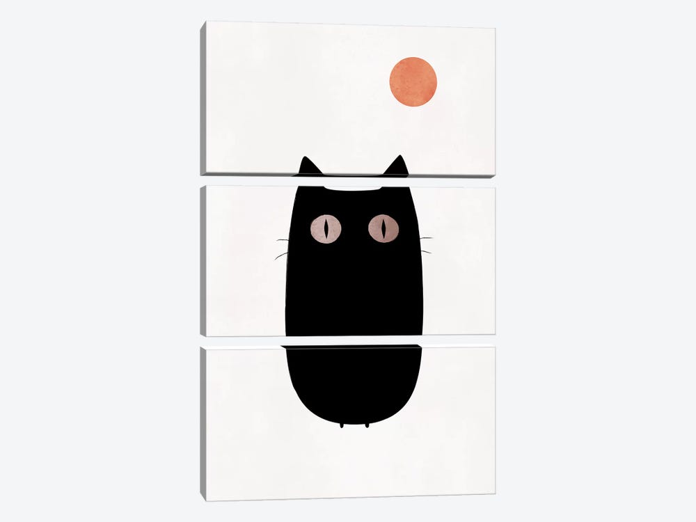 The Cat by Kubistika 3-piece Canvas Wall Art