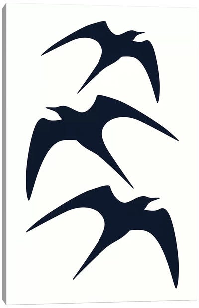 Three Birds Canvas Art Print - Japandi